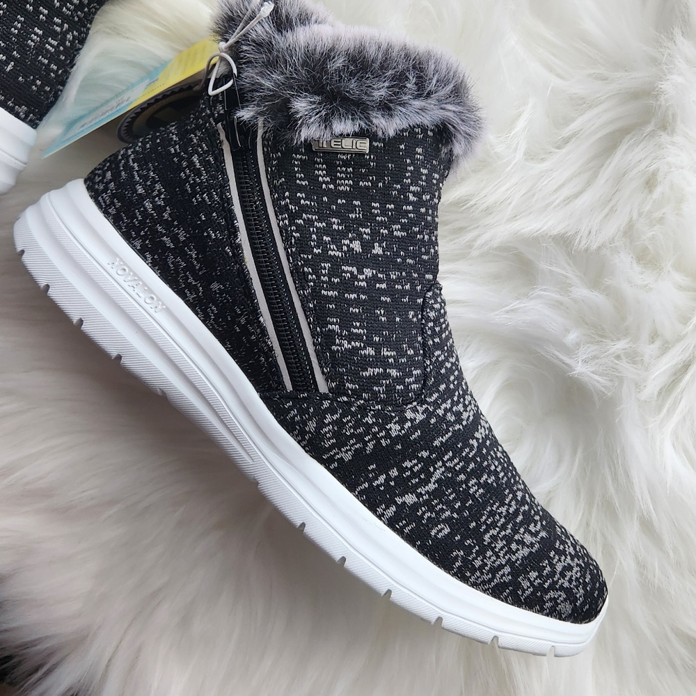Telic Apres-Ski Recovery Comfort Boot Granite Gray SZ 8 Ankle High top Faux Fur